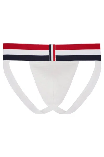 Shop Thom Browne Jockstrap With Tricolor Band In White