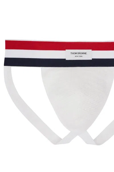 Shop Thom Browne Jockstrap With Tricolor Band In White