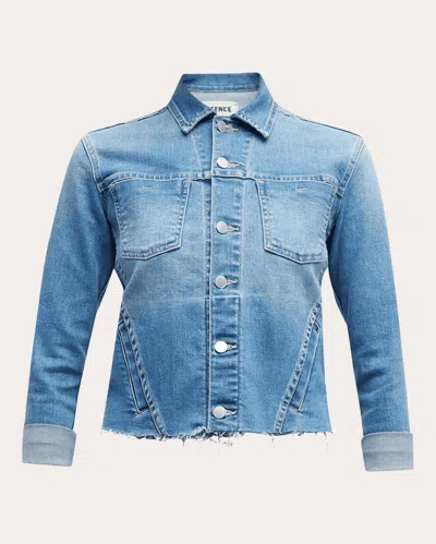 Shop L Agence Women's Janelle Raw Denim Jacket In Blue
