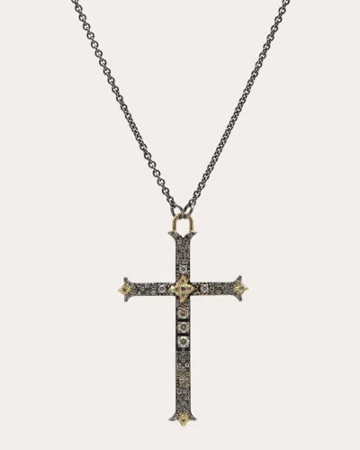 Shop Armenta Women's Pavé Floriated Cross Pendant Necklace In Silver