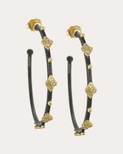 Armenta Crivelli 18k Yellow Gold Sterling Silver Diamond Hoop Earrings In Silver