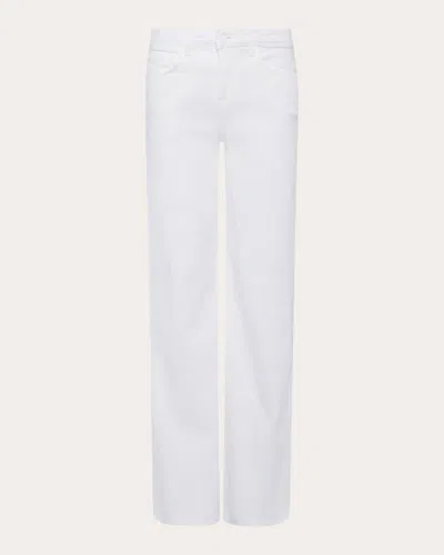Shop L Agence Women's Alicent Sneaker Wide-leg Jeans In White