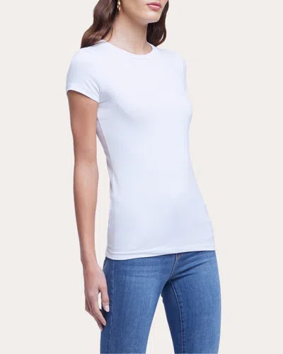 Shop L Agence Women's Ressi Slim Crewneck T-shirt In White
