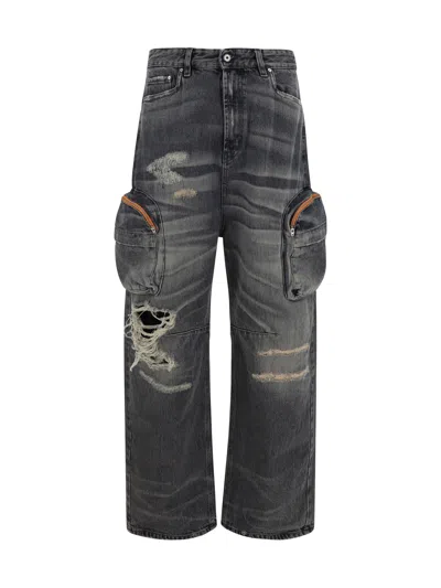 Shop Pdf Channel Guerrilla Cargo Jeans In Denim Black