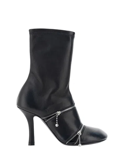 Shop Burberry Peep Heeled Ankle Boots In Black