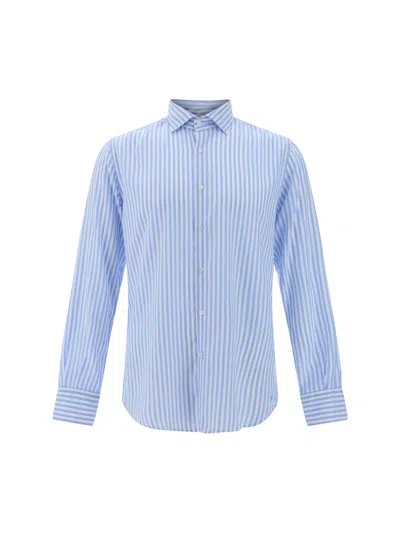 Shop Brooksfield Shirt In Bianco/azzurro