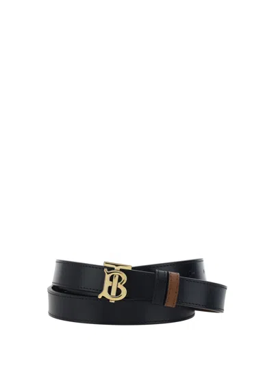 Shop Burberry Reversible Belt In Black / Tan / Gold