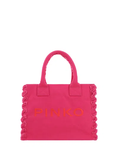 Shop Pinko Beach Handbag In Pink -antique Gold