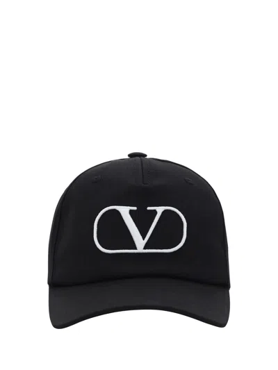 Shop Valentino Garavani Baseball Hat In Nero/avorio