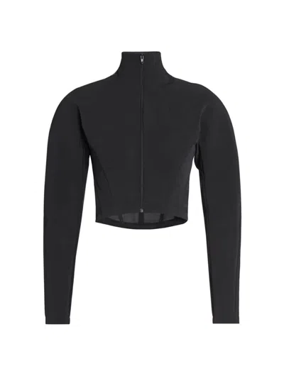 Shop Alaïa Women's Highneck Zip Jacket In Black