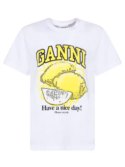 Shop Ganni T-shirts In White