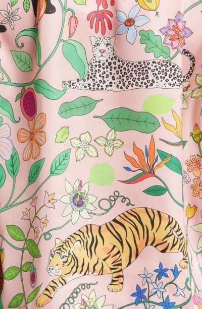 Shop Karen Mabon Big Cats Satin Pajamas In Pink