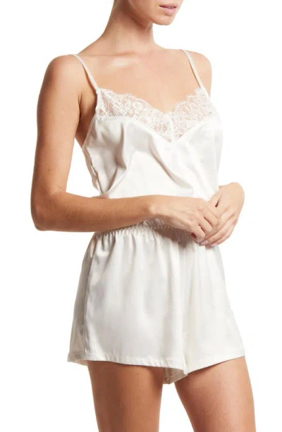 Shop Hanky Panky Happily Ever After Lace & Satin Romper In Light Ivory