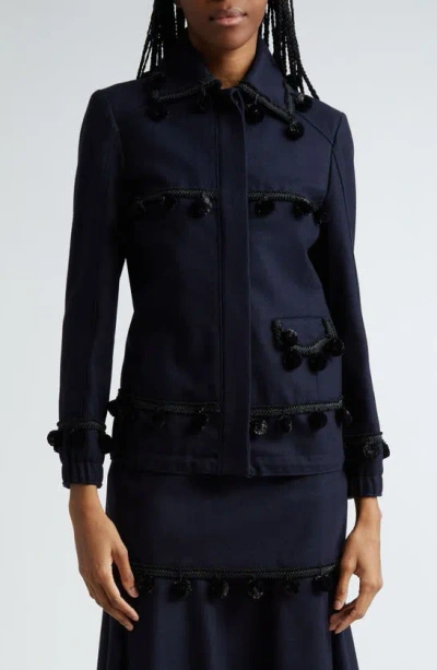 Shop Wales Bonner Time Tailored Wool Blend Jacket In Navy