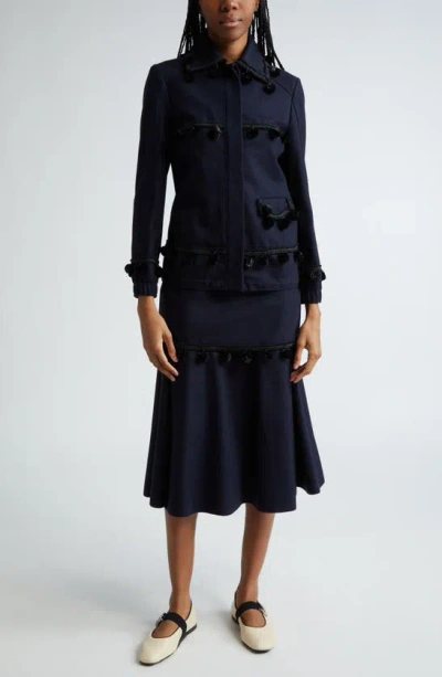 Shop Wales Bonner Time Tailored Wool Blend Jacket In Navy