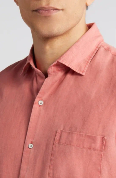 Peter Millar Coastal Garment Dyed Linen Button-up Shirt In Clay Rose