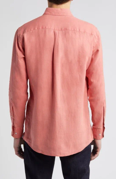 Peter Millar Coastal Garment Dyed Linen Button-up Shirt In Clay Rose
