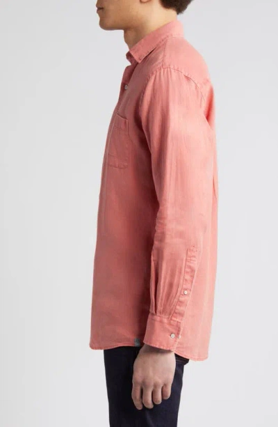 Peter Millar Coastal Garment Dyed Linen Button-up Shirt In Clay Rose