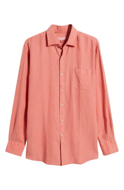 Peter Millar Coastal Garment Dyed Linen Button-up Shirt In Clay Rose