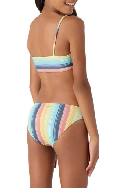 Shop O'neill Kids' Beachbound Stripe Two-piece Swimsuit In Blue Multi Colored