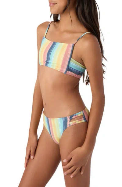 Shop O'neill Kids' Beachbound Stripe Two-piece Swimsuit In Blue Multi Colored