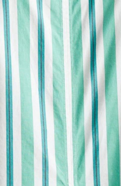 Ganni Stripe Organic Cotton Midi Shirtdress In Creme De Menthe