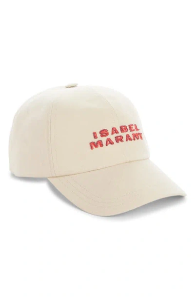 Shop Isabel Marant Tyron Shimmer Logo Cotton Baseball Cap In Ecru