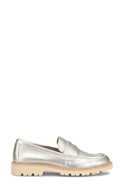 Shop Comfortiva Lug Sole Penny Loafer In Silver