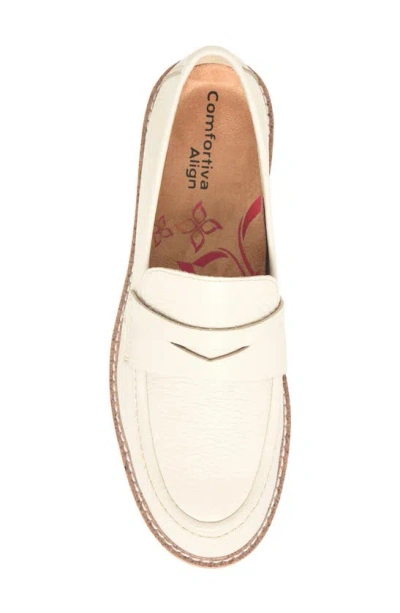 Shop Comfortiva Lug Sole Penny Loafer In Cream