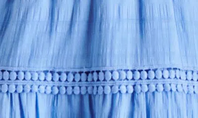 Shop Steve Madden Kahina Smocked Tiered Cotton Sundress In Azure Blue