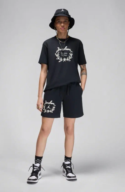 Shop Jordan Brooklyn Graphic Sweat Shorts In Black/ Sail