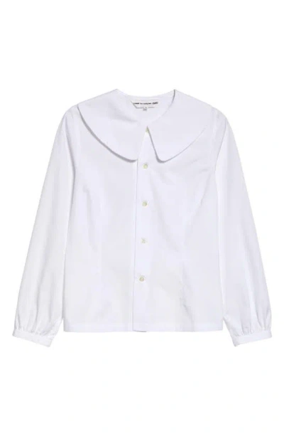 Shop Comme Des Garcons Girl Comme Des Garçons Girl Peter Pan Collar Cotton Button-up Shirt In White