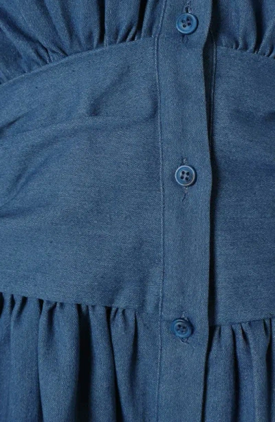 Petal And Pup Petal & Pup Francis Balloon Sleeve Denim Minidress In Blue
