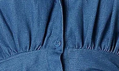 Petal And Pup Petal & Pup Francis Balloon Sleeve Denim Minidress In Blue