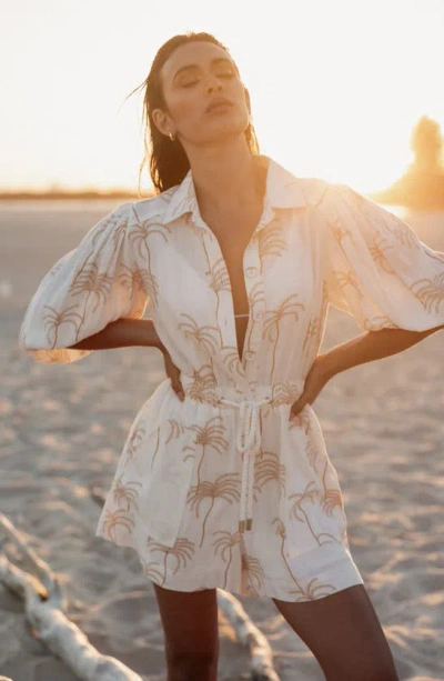 Petal And Pup Petal & Pup Gina Palm Print Romper In Red