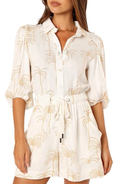 Petal And Pup Petal & Pup Gina Palm Print Romper In Red