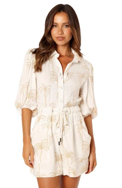 Petal And Pup Petal & Pup Gina Palm Print Romper In Red