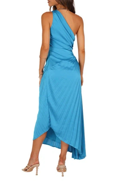 Petal And Pup Petal & Pup Flin Asymmetric Pleat Cutout One-shoulder Dress In Blue