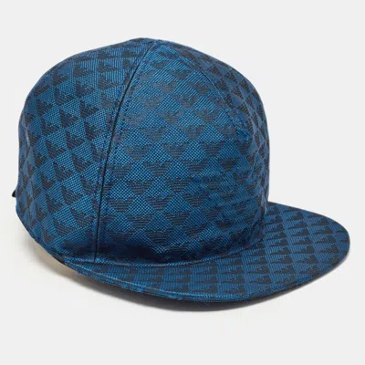 Pre-owned Emporio Armani Blue Jacquard Aquila Baseball Hat S
