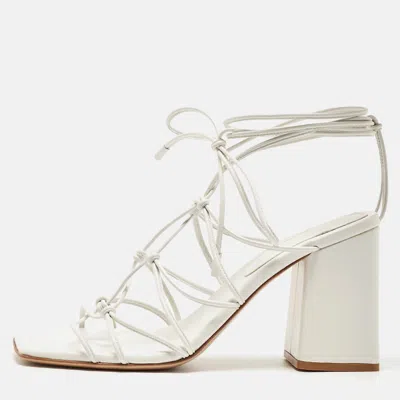 Pre-owned Gianvito Rossi White Leather Minas Sandals Size 40