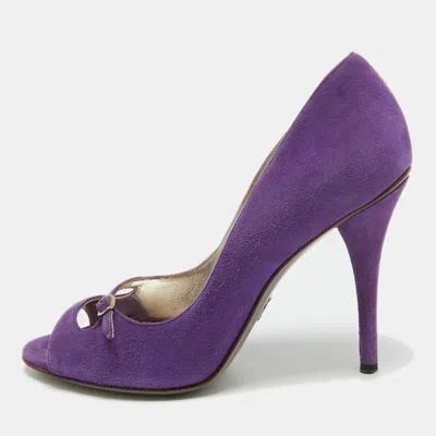 Pre-owned Dolce & Gabbana Purple Suede Open Toe Pumps Size 38