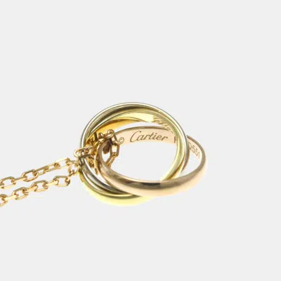 Pre-owned Cartier 18k Yellow Gold 18k Rose Gold And 18k White Gold Trinity Pendant Chain Necklace