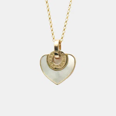 Pre-owned Bvlgari 18k Rose Gold Mother Of Pearl Cuore Pendant Necklace