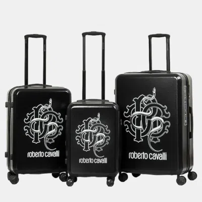 Pre-owned Roberto Cavalli Black Lightweight Spinner Suitcase Set