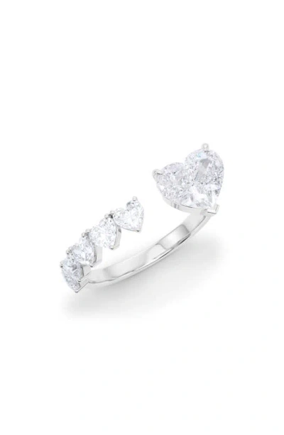Shop Hautecarat Floating Hearts Lab Created Diamond Ring In 18k White Gold