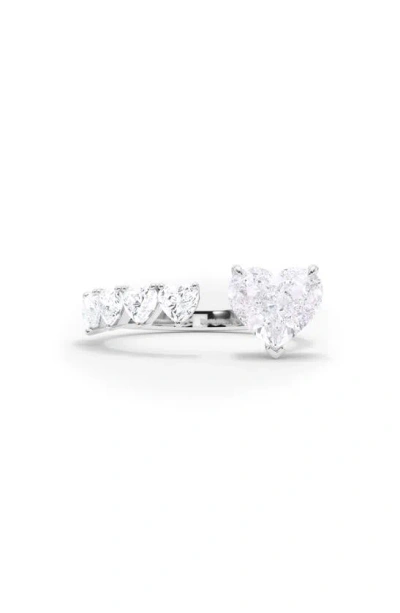 Shop Hautecarat Floating Hearts Lab Created Diamond Ring In 18k White Gold