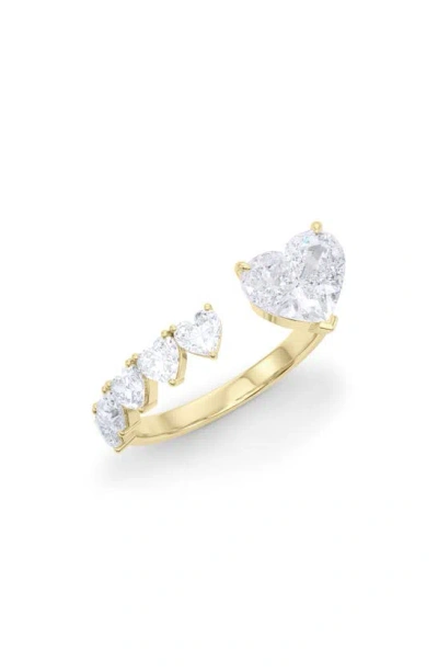 Shop Hautecarat Floating Hearts Lab Created Diamond Ring In 18k Yellow Gold