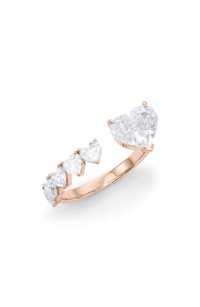 Shop Hautecarat Floating Hearts Lab Created Diamond Ring In 18k Rose Gold