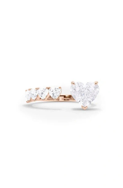 Hautecarat Floating Hearts Lab Created Diamond Ring In 18k Rose Gold
