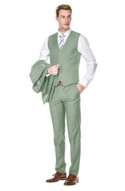 Braveman Premium Slim Fit 3-piece Suit In Sage
